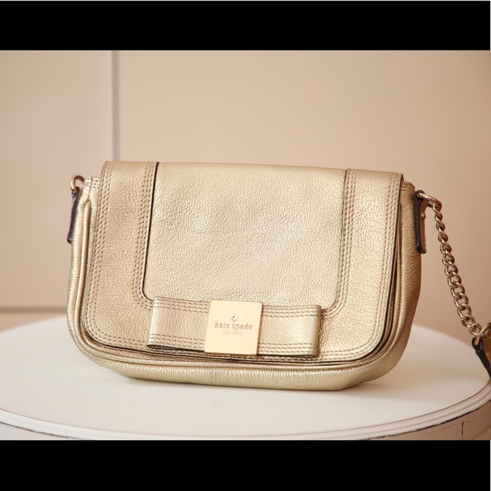 Kate Spade Bow Gold Shoulder Crossbody Bag